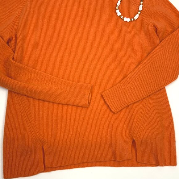 Cinq à Sept Orange 100% Cashmere White T-Shirt Layered Knit Sweater Sz M - Picture 8 of 16